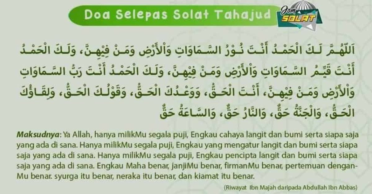 Doa Selepas Solat Tahajud